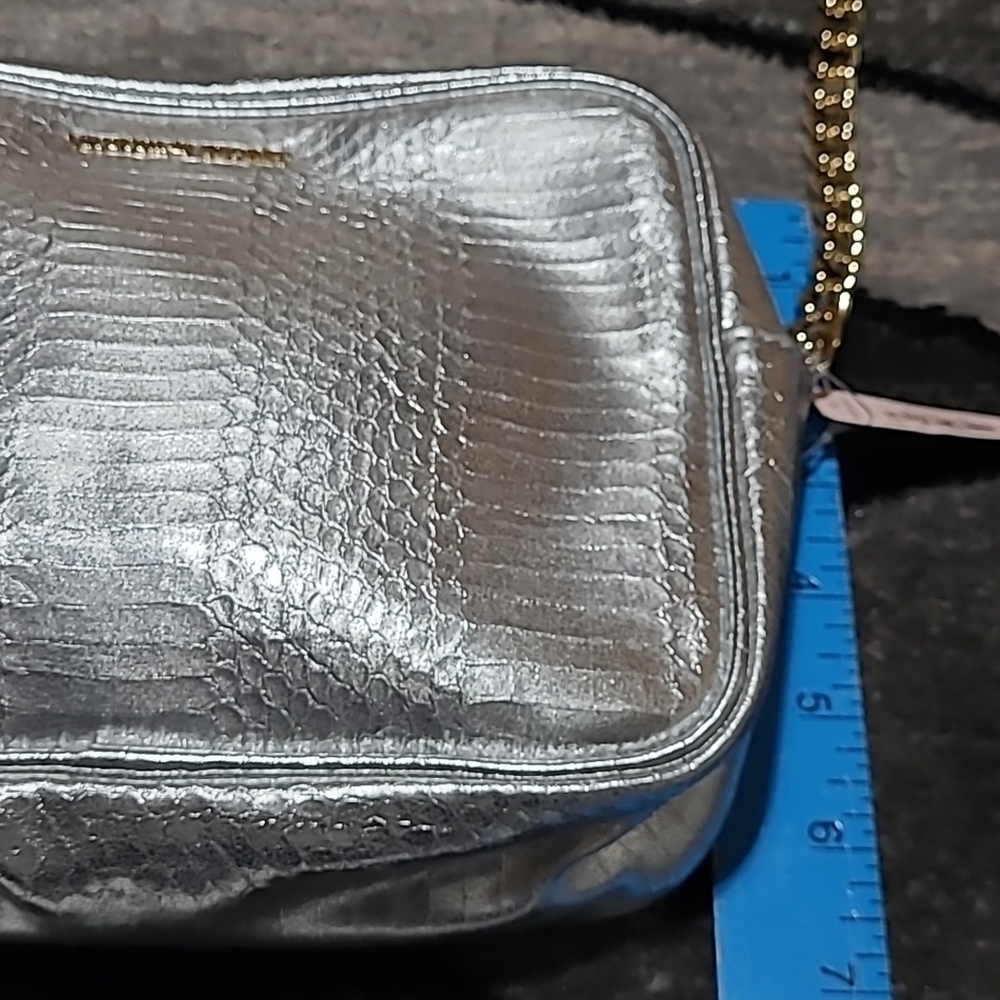 VS Faux Leather Metallic Silver Snakeskin Chain Strap Tassel Crossbody P… - Picture 13 of 16